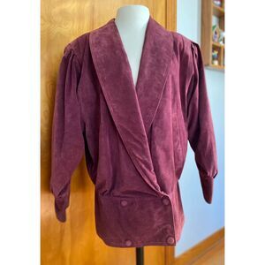 Vtg 80s Suede Raspberry Maroon‎ Dolman Western Biker Jacket sz M Bobby's Closet
